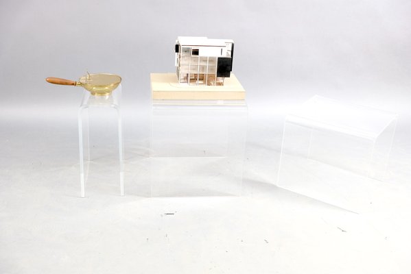 Vintage Acrylic Glass Side Tables, 1970s, Set of 3-CIP-658871