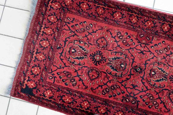 Vintage Afghan Handmade Ersari Runner Rug, 1970s-JZV-1361396