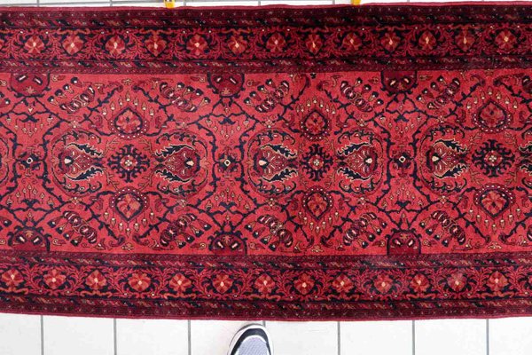 Vintage Afghan Handmade Ersari Runner Rug, 1970s-JZV-1361396