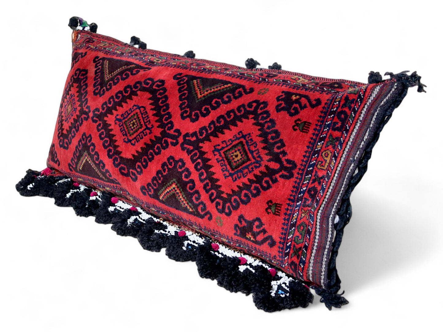 Vintage Afghan Nomad Rug Seat Cushion Cover, 1970s