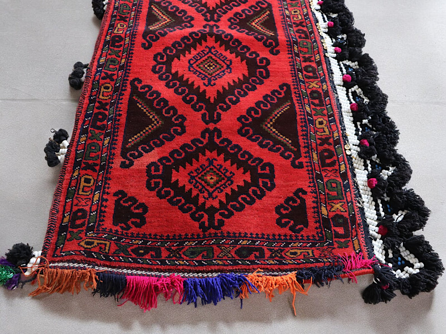 Vintage Afghan Nomad Rug Seat Cushion Cover, 1970s