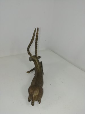 Vintage African Bronze Antelope, Benin, 1940s-HNE-1752768