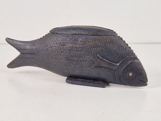 Vintage African Fish in Hand Carved Ebony Wood, 1950s-AXJ-2020503