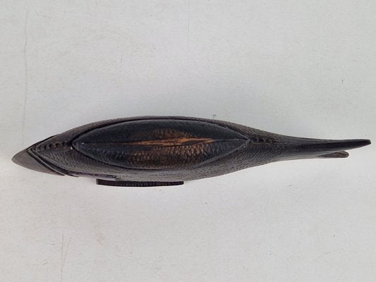 Vintage African Fish in Hand Carved Ebony Wood, 1950s-AXJ-2020503