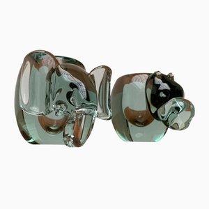 Vintage African Handmade Glass Animal Candle Holder from Ngwenya Glass, Set of 2-UAH-1111227