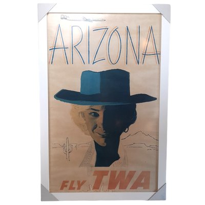 Vintage Airline & Travel Poster Fly Twa Arizona Cowgirl by Austin Buge-TCS-1161232