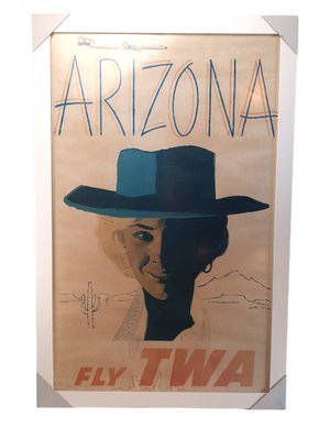 Vintage Airline & Travel Poster Fly Twa Arizona Cowgirl by Austin Buge-TCS-1161232