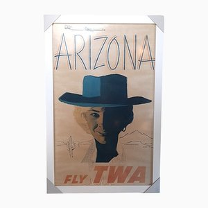 Vintage Airline & Travel Poster Fly Twa Arizona Cowgirl by Austin Buge-TCS-1161232