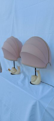 Vintage Alabaster Table Lamps with Snail Design, Set of 2-QLH-821430