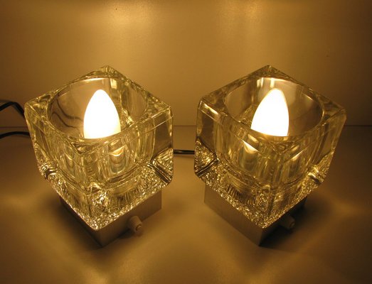 Vintage Aluminum and Glass Wall Lamps from Peill & Putzler, 1970s, Set of 2-SZW-580795