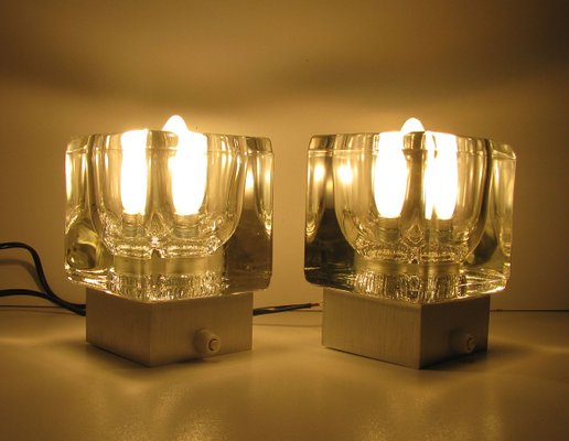 Vintage Aluminum and Glass Wall Lamps from Peill & Putzler, 1970s, Set of 2-SZW-580795