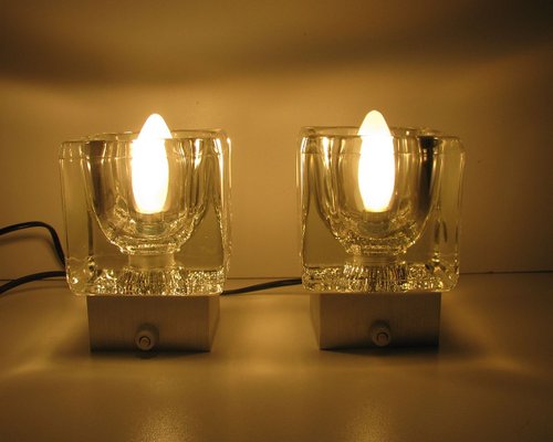 Vintage Aluminum and Glass Wall Lamps from Peill & Putzler, 1970s, Set of 2-SZW-580795