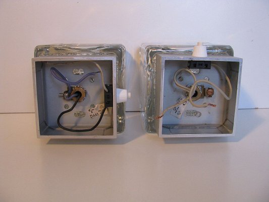 Vintage Aluminum and Glass Wall Lamps from Peill & Putzler, 1970s, Set of 2-SZW-580795