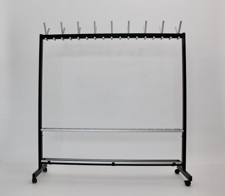 Vintage Aluminum Black Freestanding Wardrobe with Integrated Umbrella Stand, 1960s-NB-748650