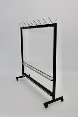 Vintage Aluminum Black Freestanding Wardrobe with Integrated Umbrella Stand, 1960s-NB-748650