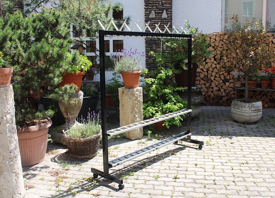 Vintage Aluminum Black Freestanding Wardrobe with Integrated Umbrella Stand, 1960s-NB-748650