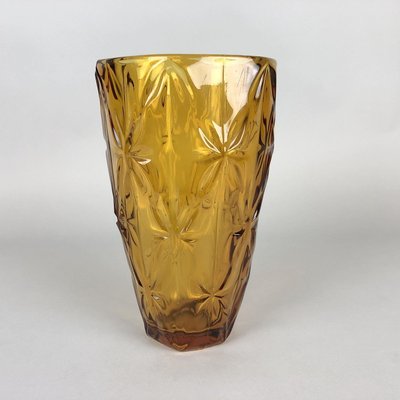 Vintage Amber Glass Vase, 1970s-TZ-828899