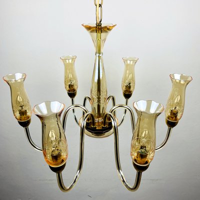 Vintage Amber Murano Chandelier from De Majo, Italy, 1970s-WQC-951838