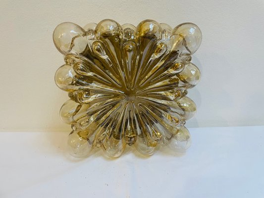 Vintage Amber Square Lamp in Bubble Glass, 1960s-RZY-2034796