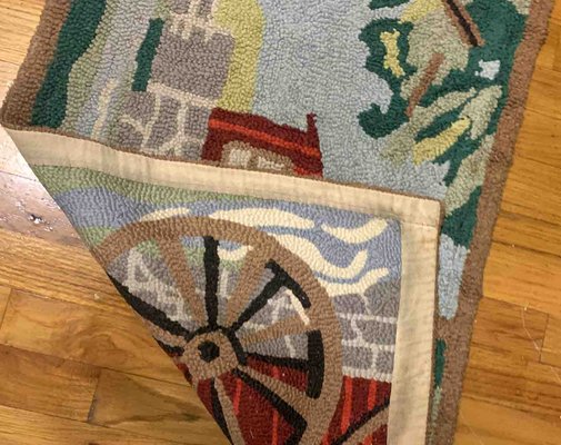 Vintage American Hooked Rug, 1930s-JZV-1187551