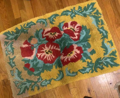 Vintage American Hooked Rug, 1960s-JZV-1187534