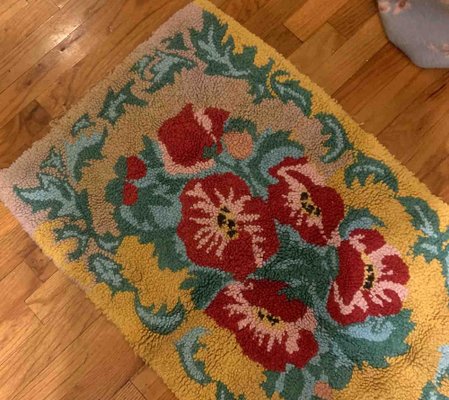 Vintage American Hooked Rug, 1960s-JZV-1187534