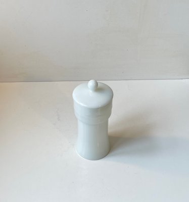 Vintage Apothecary Lidded Jar in White Glass by Empoli, Italy, 1970s-LCR-2016214