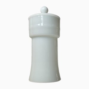 Vintage Apothecary Lidded Jar in White Glass by Empoli, Italy, 1970s-LCR-2016214