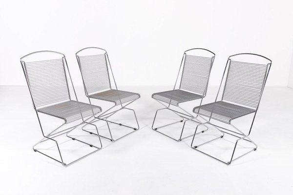 Vintage Architectural Steel Wire Chairs, Italy, Set of 4-KMC-1802582