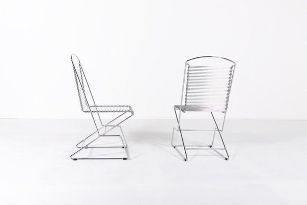 Vintage Architectural Steel Wire Chairs, Italy, Set of 4-KMC-1802582