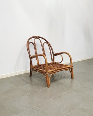 Vintage Armchair in Bamboo & Rattan, Italy, 1960s-ZST-1359772