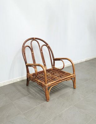 Vintage Armchair in Bamboo & Rattan, Italy, 1960s-ZST-1359772