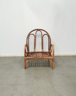 Vintage Armchair in Bamboo & Rattan, Italy, 1960s-ZST-1359772