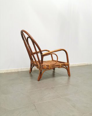 Vintage Armchair in Bamboo & Rattan, Italy, 1960s-ZST-1359772