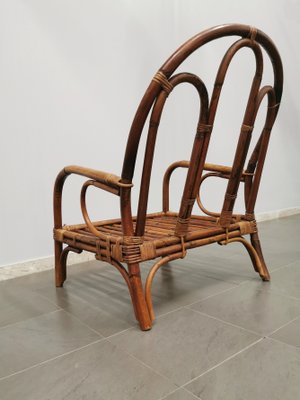 Vintage Armchair in Bamboo & Rattan, Italy, 1960s-ZST-1359772