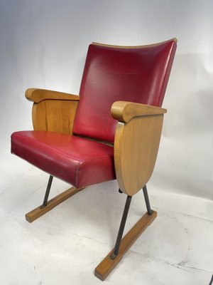 Vintage Armchair in Wood and Leather-GKM-1808141