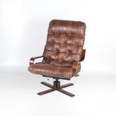 Vintage Armchair in Wood and Leather, 1970s-DSC-1767885