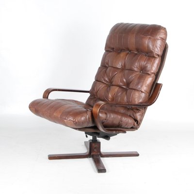 Vintage Armchair in Wood and Leather, 1970s-DSC-1767885