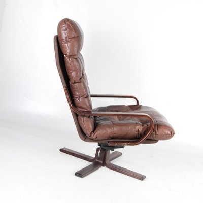 Vintage Armchair in Wood and Leather, 1970s-DSC-1767885