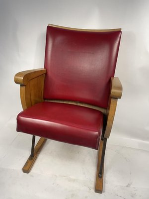 Vintage Armchair in Wood and Leather-GKM-1808141