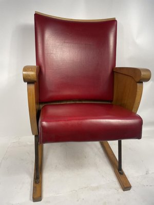 Vintage Armchair in Wood and Leather-GKM-1808141