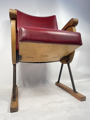 Vintage Armchair in Wood and Leather-GKM-1808141