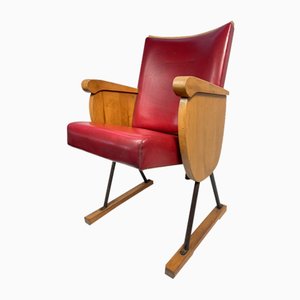 Vintage Armchair in Wood and Leather-GKM-1808141