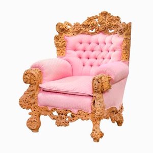 Vintage Armchair with Urano Palma Pink Fabric, 1980s-OHK-2020730