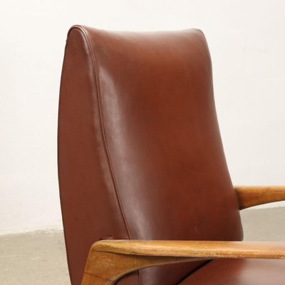 Vintage Armchair with Wood Spring Padding Leatherette, 1950s-VMM-2021999