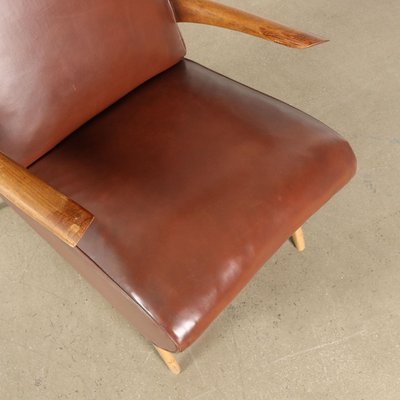 Vintage Armchair with Wood Spring Padding Leatherette, 1950s-VMM-2021999