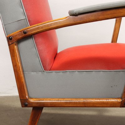 Vintage Armchairs in Leatherette and Beech, 1950s-VMM-2033332