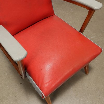 Vintage Armchairs in Leatherette and Beech, 1950s-VMM-2033332