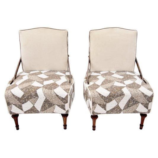 Vintage Armchairs with Double-Sided Backrests, Set of 2