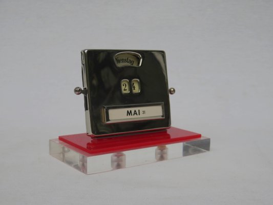 Vintage Art Deco Acrylic Glass and Chrome Plated Perpetual Calendar from Jakob Maul-EY-546621